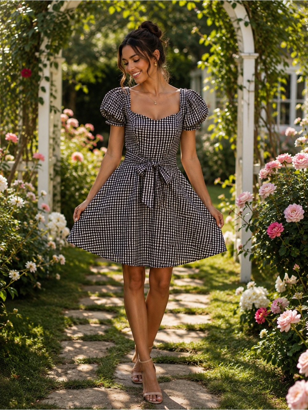 Amanda Uprichard Black and White Gingham Mini Dress